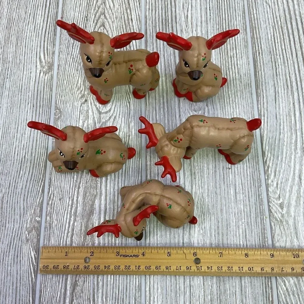 Vintage Hand Painted Kimple Molds Christmas Reindeer Set 6 1988